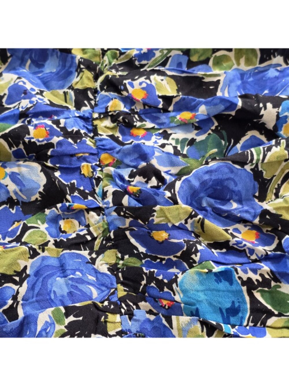 Zara Blue Floral Ruched Mini Skirt S Join Life Viscose Boho Blogger Favorite Y2K - Picture 15 of 16